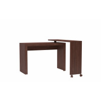 Manhattan Comfort 33AMC164 Calabria Nested Desk  with swivel feature in Nut Brown
